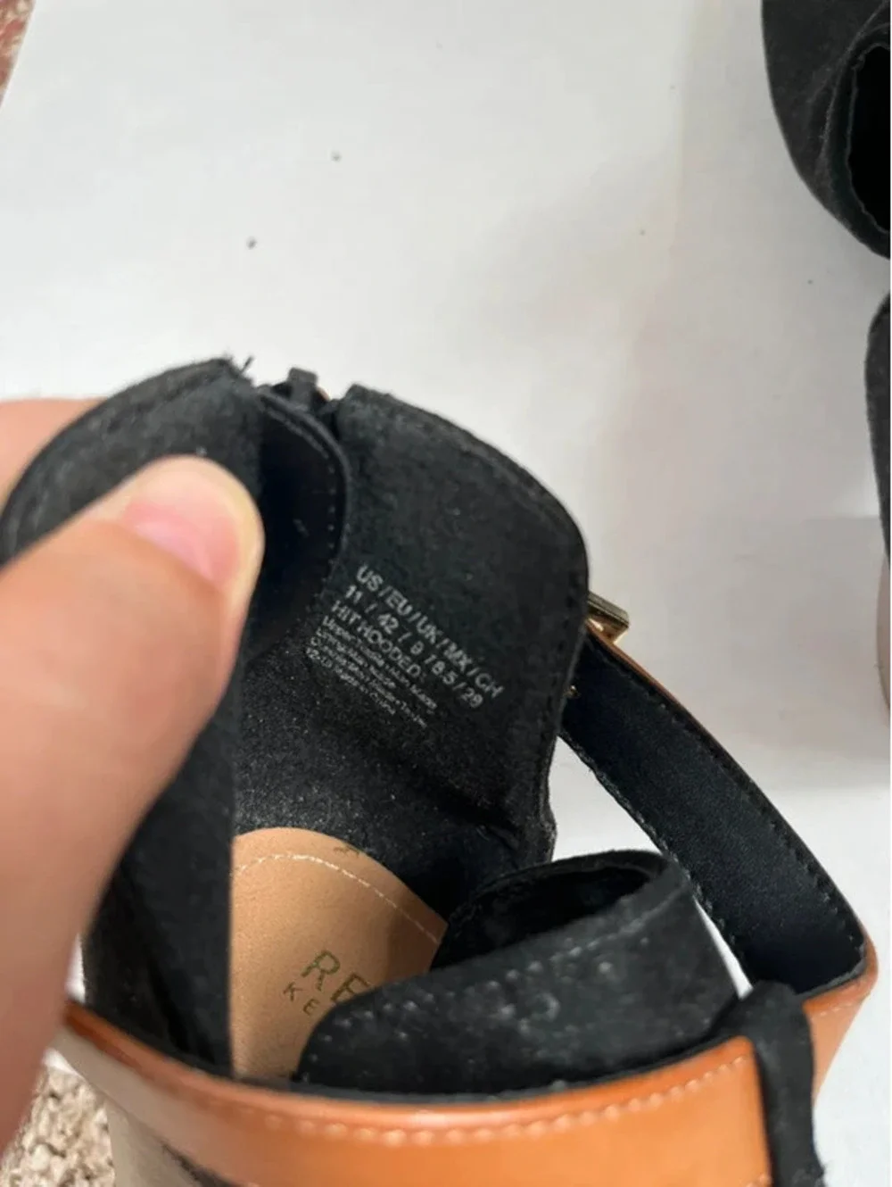 Kenneth Cole Reaction Black Hit Hooded Bootie Open Toe Wedges Heels Size 11
